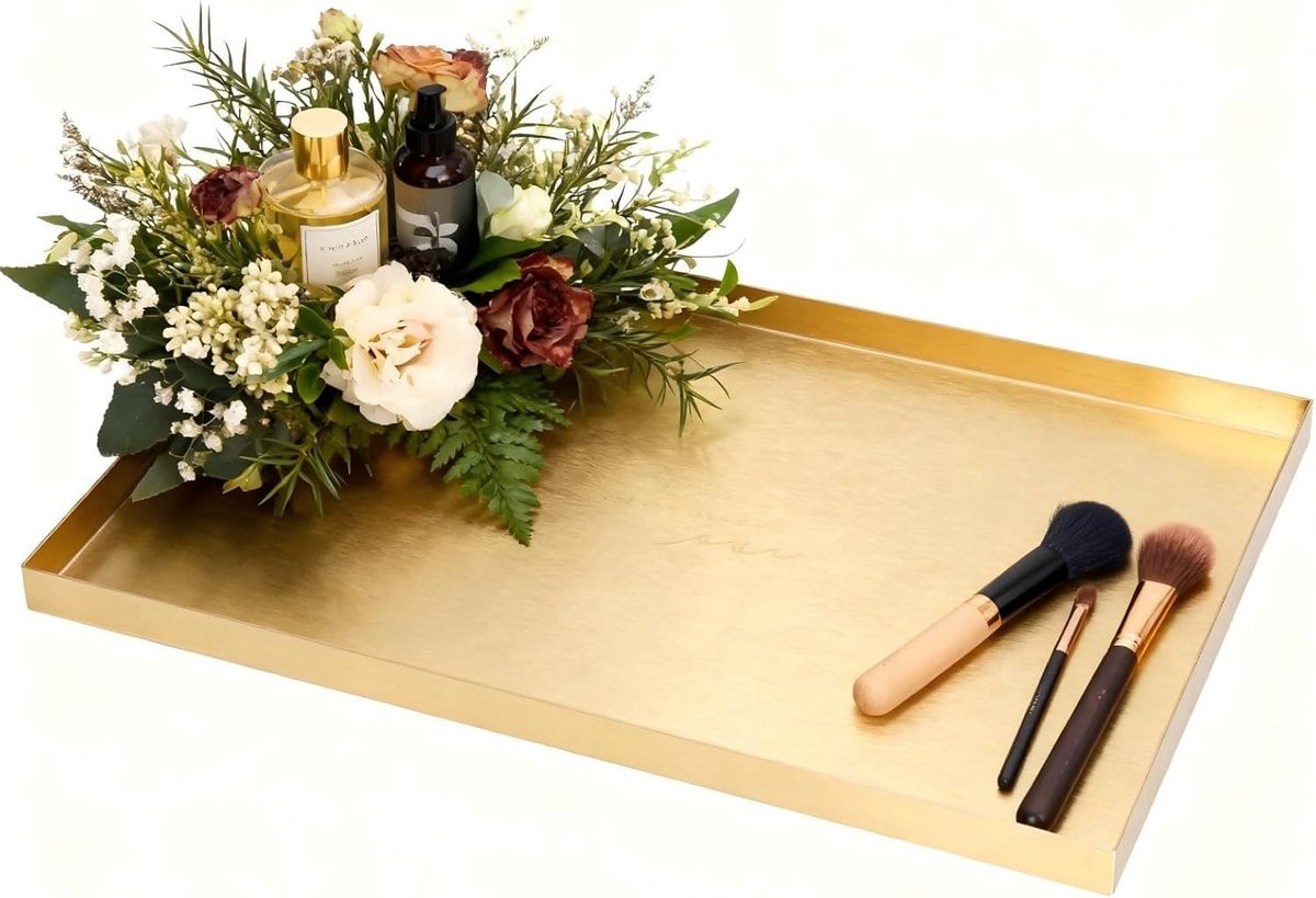 Dailygoods Sieradendienblad van Roestvrij Staal met Spiegelafwerking, Rechthoekig en Modern