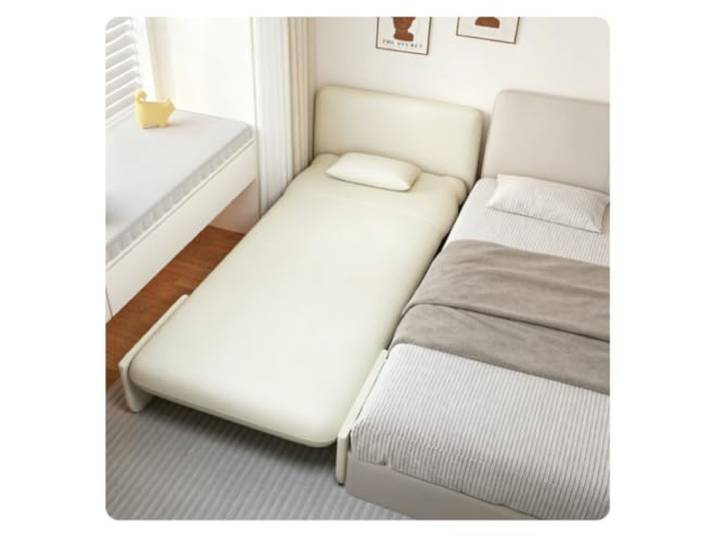GRRICEPL 3-in-1-Schlafsofa/Schlaf-Sessel für Erwachsene Material In Lederoptik (kratzfest Gegen Katzenkrallen) + Rahmen Aus KohlenstoffstahlRückenlehne(White/B,90x29x180 cm)