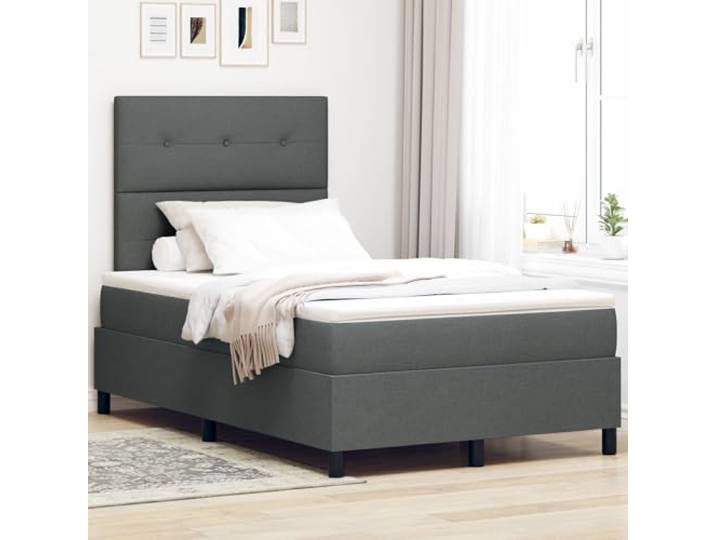 SKTQYQO Boxspringbett Dunkelgrau Mehrzweck-Bettgestell Bettgestell für Schlafzimmer Geeignet für Hotels und Studios 120x200cm Stoff