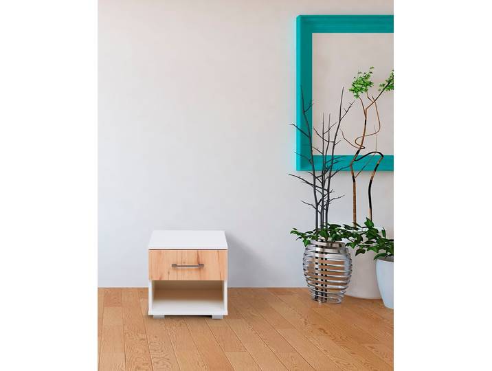 Nachtschrank PRIESS Lissabon , braun (lichtweiß, astkernbuche), B:41cm H:37cm T:38cm, Holzwerkstoff, Schränke, Nachtschrank
