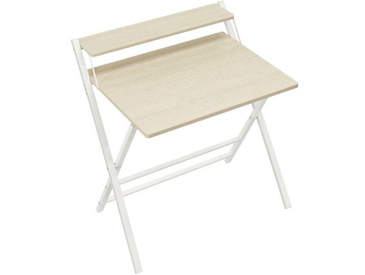Yaheetech Bureau Informatique Pliable Table d'ordinateur avec Petit Étagère Surélevée et Pieds en Forme X Bois Clair