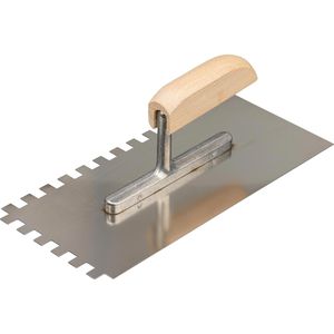 Connex Zahnkelle COX78123, aus rostfreiem Edelstahl, 280 x 130 mm, mit Holzgriff, Zahnung 10 x 10 mm