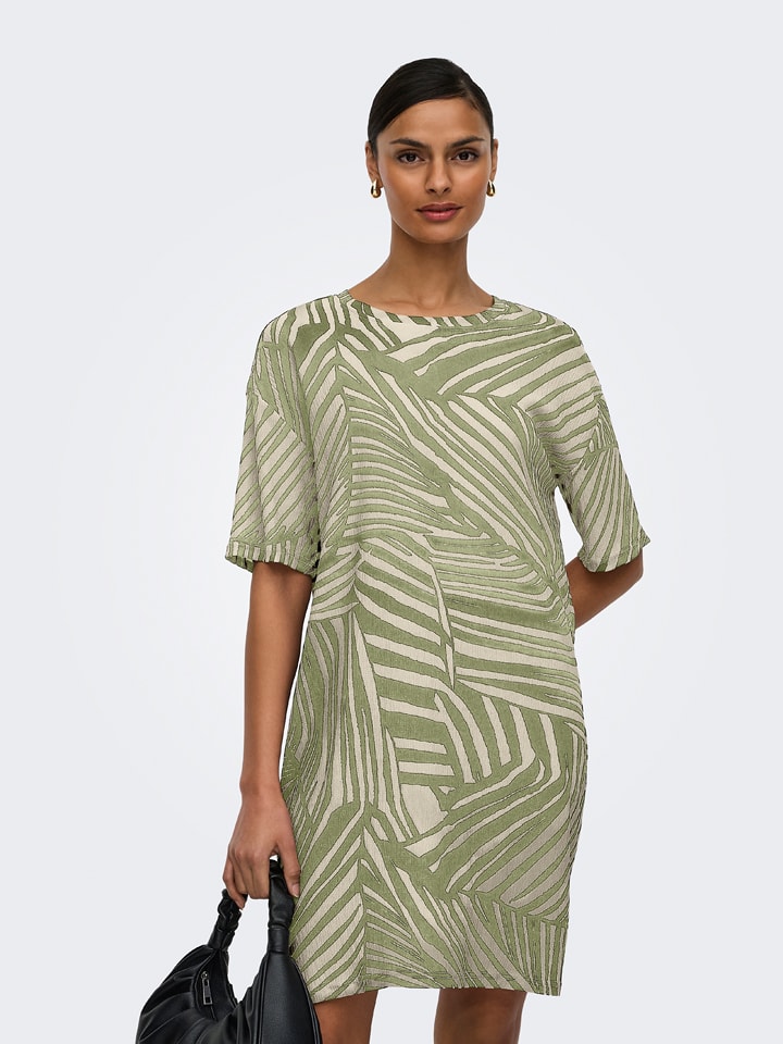 JDY Kleid "Debbie" in Grün/ Beige - S