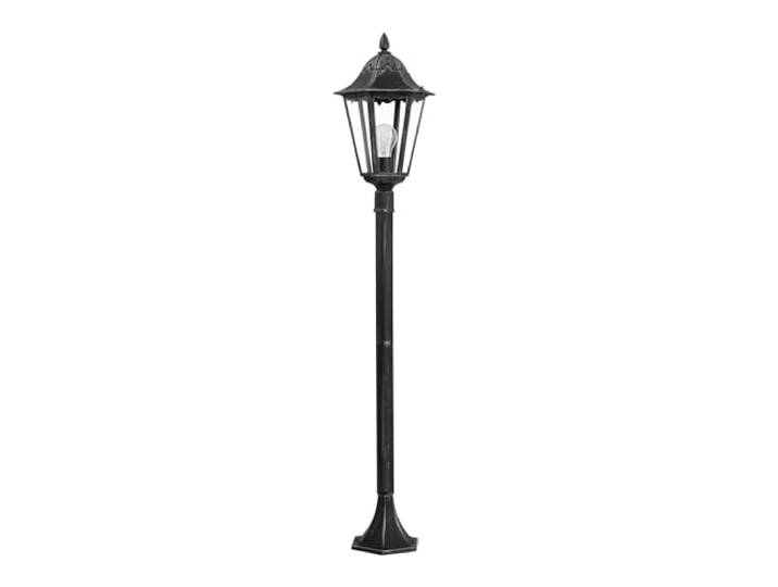 EGLO Lampadaire extérieur Navedo\, lampe extérieure 1 flamme\, lampadaire en aluminium moulé et verre\, noir avec patine argentée\, douille E27\, 120 cm\, IP44