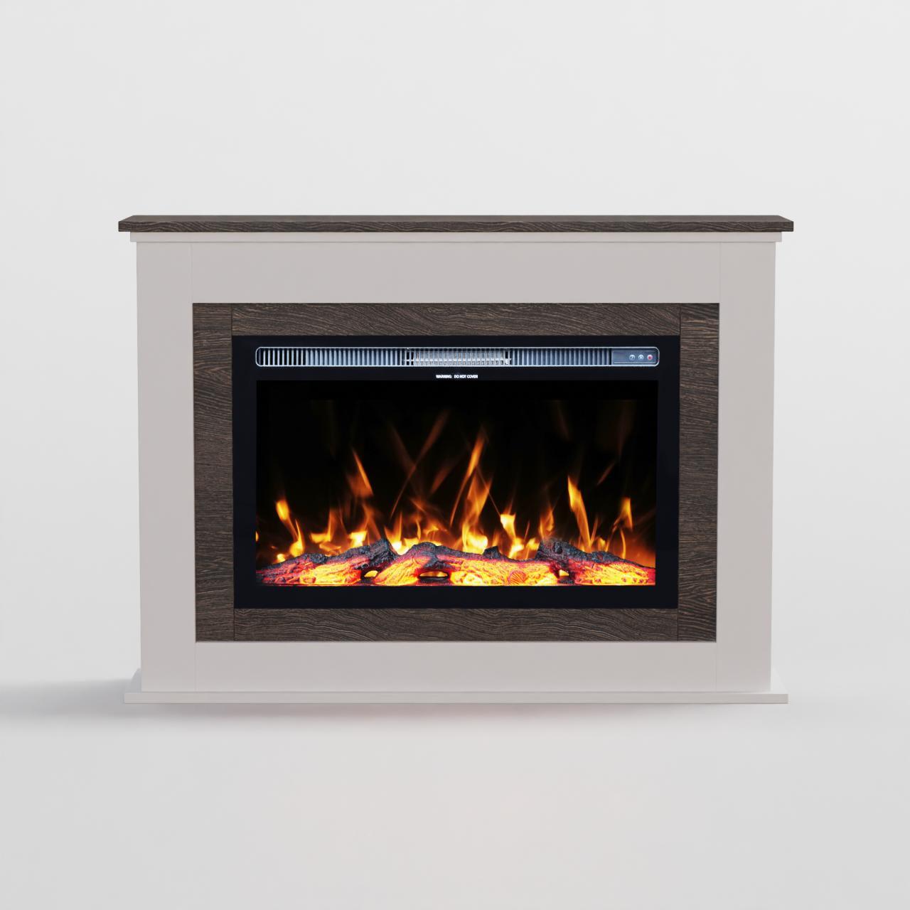 Garlivo Elektrokamin 'BARI Weiss' | LED Standkamin in weiss mit Heizung (1500 W) | HxBxT: 87,7x106x27cm