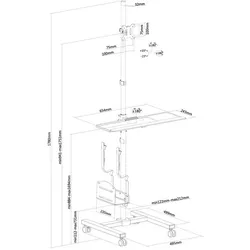 NEOMOUNTS BY NEWSTAR Mobile Workplace Floor Stand (monitor, keyboard/mouse & PC)