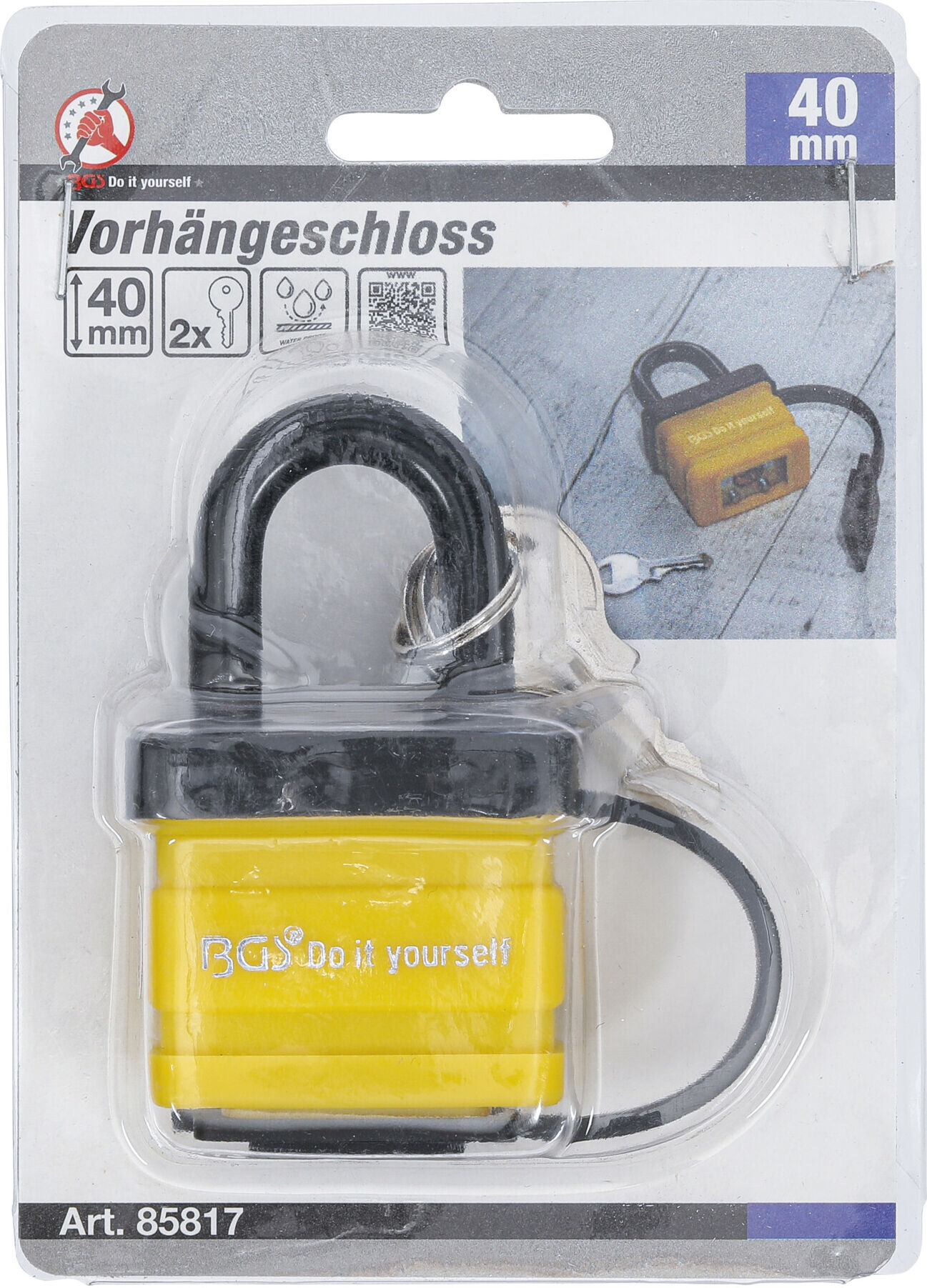 BGS Do it yourself Vorhängeschloss 85817, 40 mm, wasserabweisend)