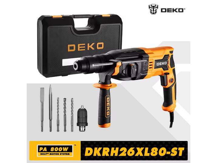DEKO DKRH26XL80-ST 4 fonctions marteau rotatif électrique accessoires rotatifs multifonctionnels marteau de démolition électrique perceuse à percussion