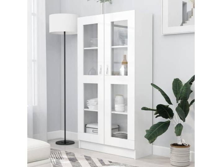 Armoire à vitrine - VIDAXL - Blanc - 2 portes - Design élégant et classique