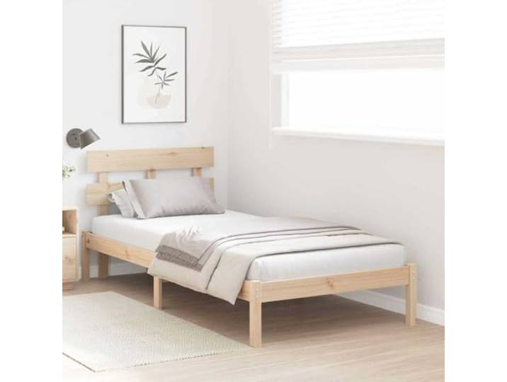 KTHLBRH Bettgestell braun 100 x 200 cm Massivholz Kiefer Mit Kopfteil, modernes Design, rechteckiger Rahmen, pflegeleicht