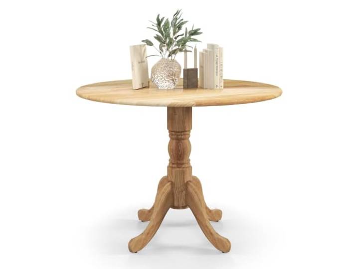 Helloshop26 Esstisch, rund, 100 x 73 cm, für 4 Personen, modernes Design mit Sockel und gebogenen Beinen aus Naturkautschukholz, 20_0014130