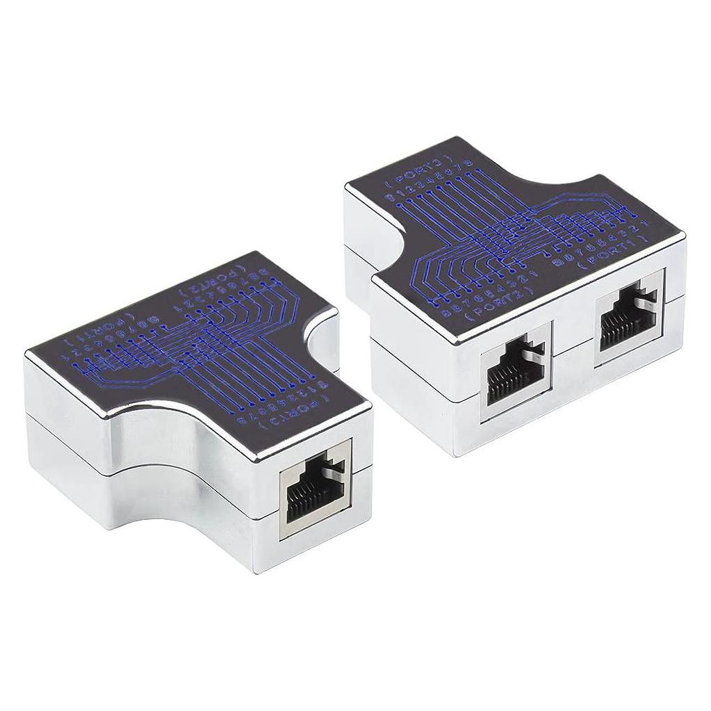 Good Connections Modular T-Adapter, 1x RJ45-Buchse an 2x RJ45-Buchse, Belegung 1:1 (GC-N0153)