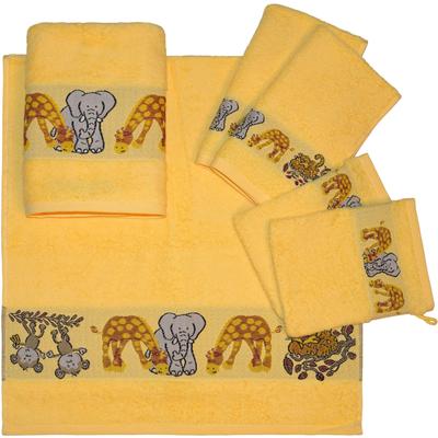 Handtuch Set DYCKHOFF "Affe", gelb, Obermaterial: 100% Baumwolle, Handtuch-Sets, mit Tierbordüre; 2 Handtücher, 2 Gästetücher, 2 Waschhandschuhe