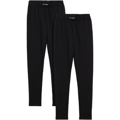 Thermoleggings BONPRIX, Mädchen, Gr. 152/158, N-Gr, schwarz, Obermaterial: 95% Baumwolle, 5% Elasthan, Hosen, mit angerauter Innenseite, bequeme Passform, für Mädchen, Casual-Stil