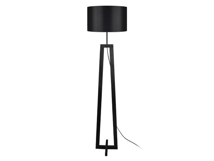Lampadaire bois metal noir abat-jour tissu noir