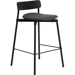 Fromme Wood Barhocker 65 cm mit gepolstertem Sitz, Leder, schwarz