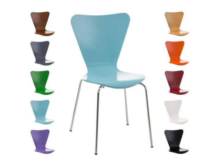 Chaise empilable - CLP - CALISTO - assise ergonomique en bois - structure métal chromé - couleurs au choix