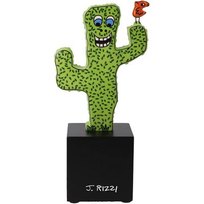 Dekofigur GOEBEL "James Rizzi - Desert Life", grün, B:7cm H:21cm T:10cm, Porzellan, Dekofiguren, Sammelfigur, Tierfigur