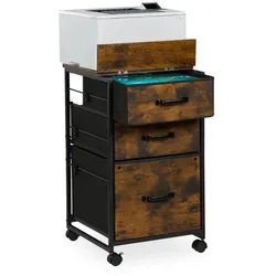 Relaxdays Industrial Rollcontainer 3 Schubladen Braun,Schwarz