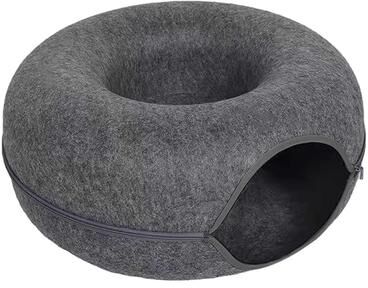 Uplift Treasures Interactive Felt Cat Tunnel Bed dark Gray l
