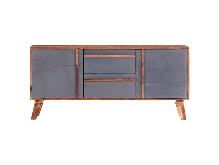 Buffet de rangement - Buffet gris 120x30x55 cm - Bois massif - Assemblage requis（3517）
