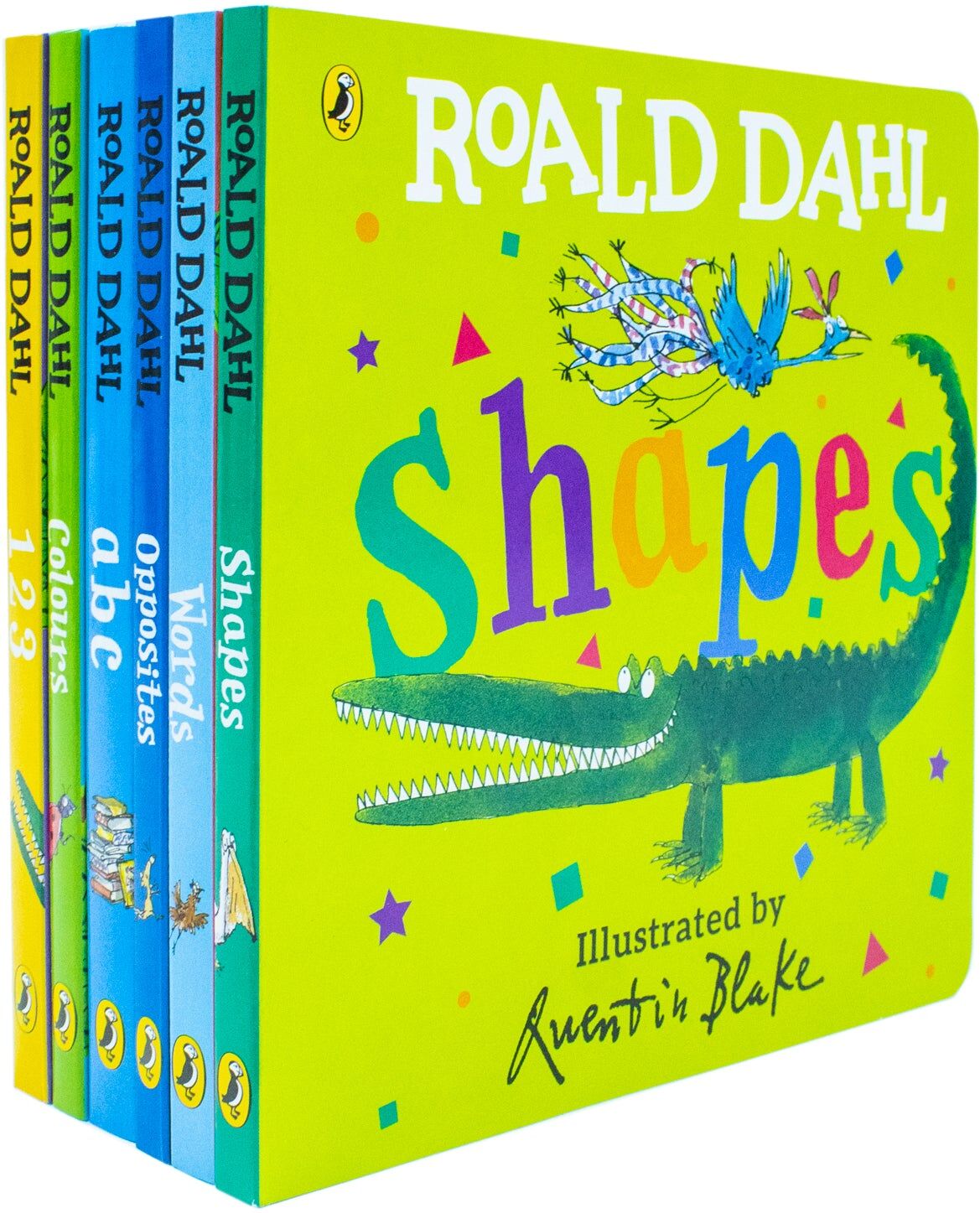 Puffin Roald Dahl Early Learning Pre-School 6 Baby Board Books Collection Set(Shapes, Words, Colours, Opposites, ABC & 123)