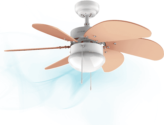 Ventilador de techo - Cecotec EnergySilence Aero 3600 Vision Sky, Lámpara, 3 Velocidades, 6 Aspas reversibles, Función Verano/Invierno, Naranja
