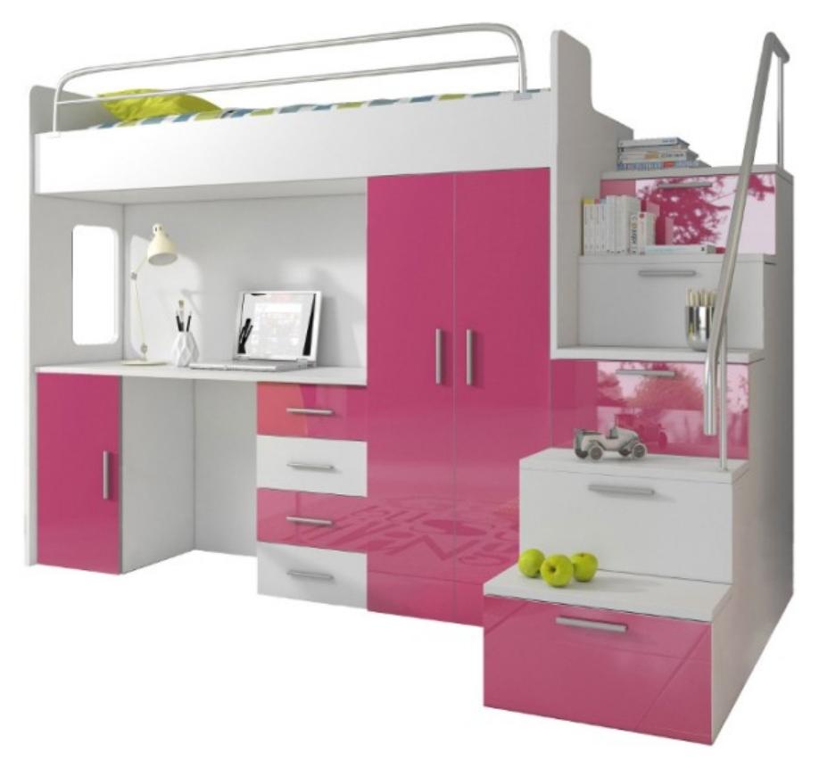Doppelstockbett Etagenbett Bett Kinderbett Jugendbett Hochbett Rosa Kinderzimmer