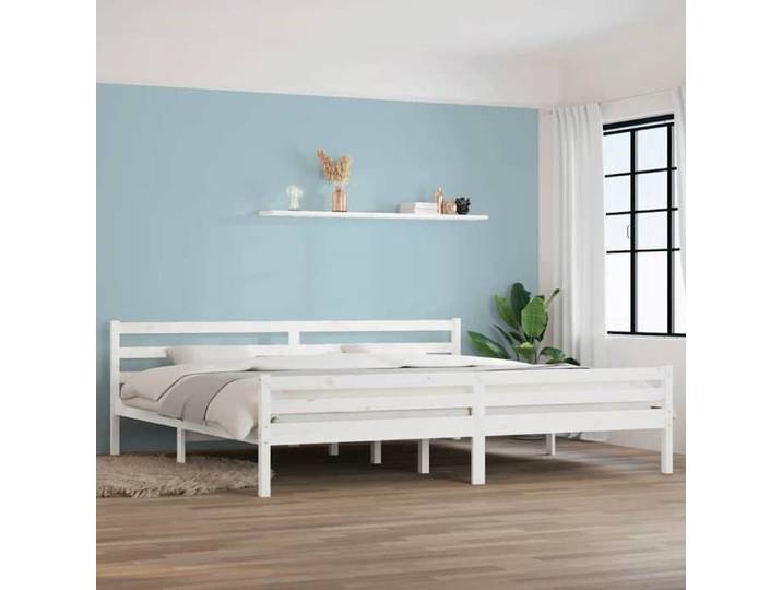 Cadre de lit sans matelas blanc bois massif 200 x 200 cm Mobilier de chambre