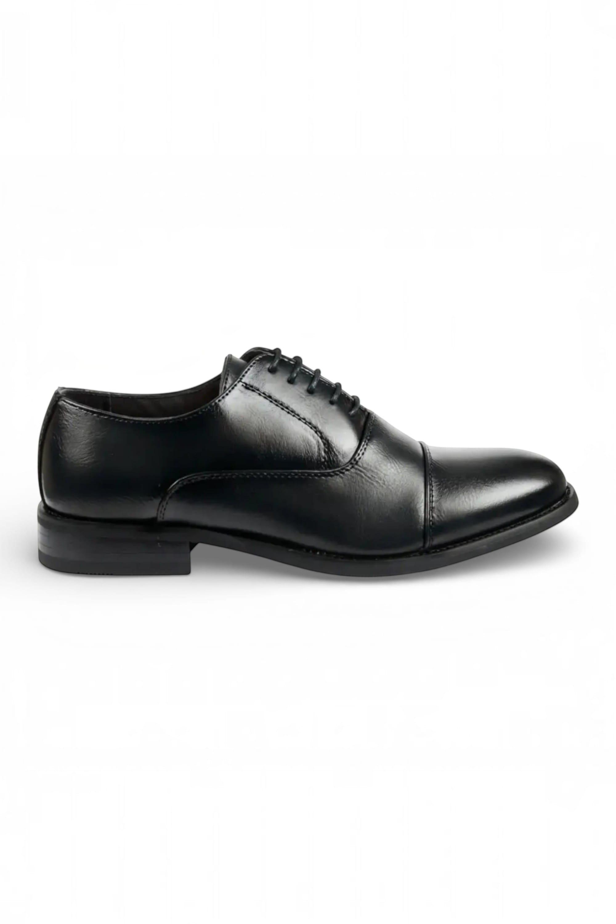 Herren Schwarze Lackleder Schnürschuhe mit Kappen - N103212