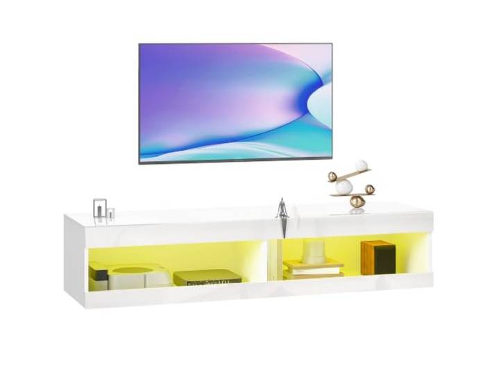 HOMCOM TV Schrank TV Board Hängend 140 x 40 x 30 cm Hochglanzweiß