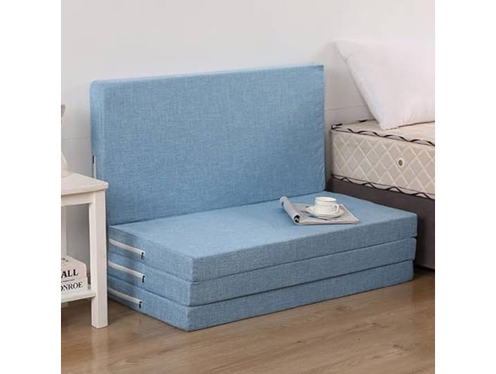 TVANTRUXIS Faltbare Matratze aus Leinenschwamm Mehrfarbig 200 x (60–120) x (5–10) cm. for Camping/Reisen/Gäste: Bodenmatte(Azzurro,200*100*10cm)
