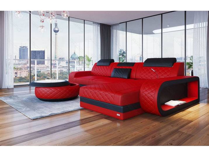 Mini Ecksofa Berlin L-Form in Leder