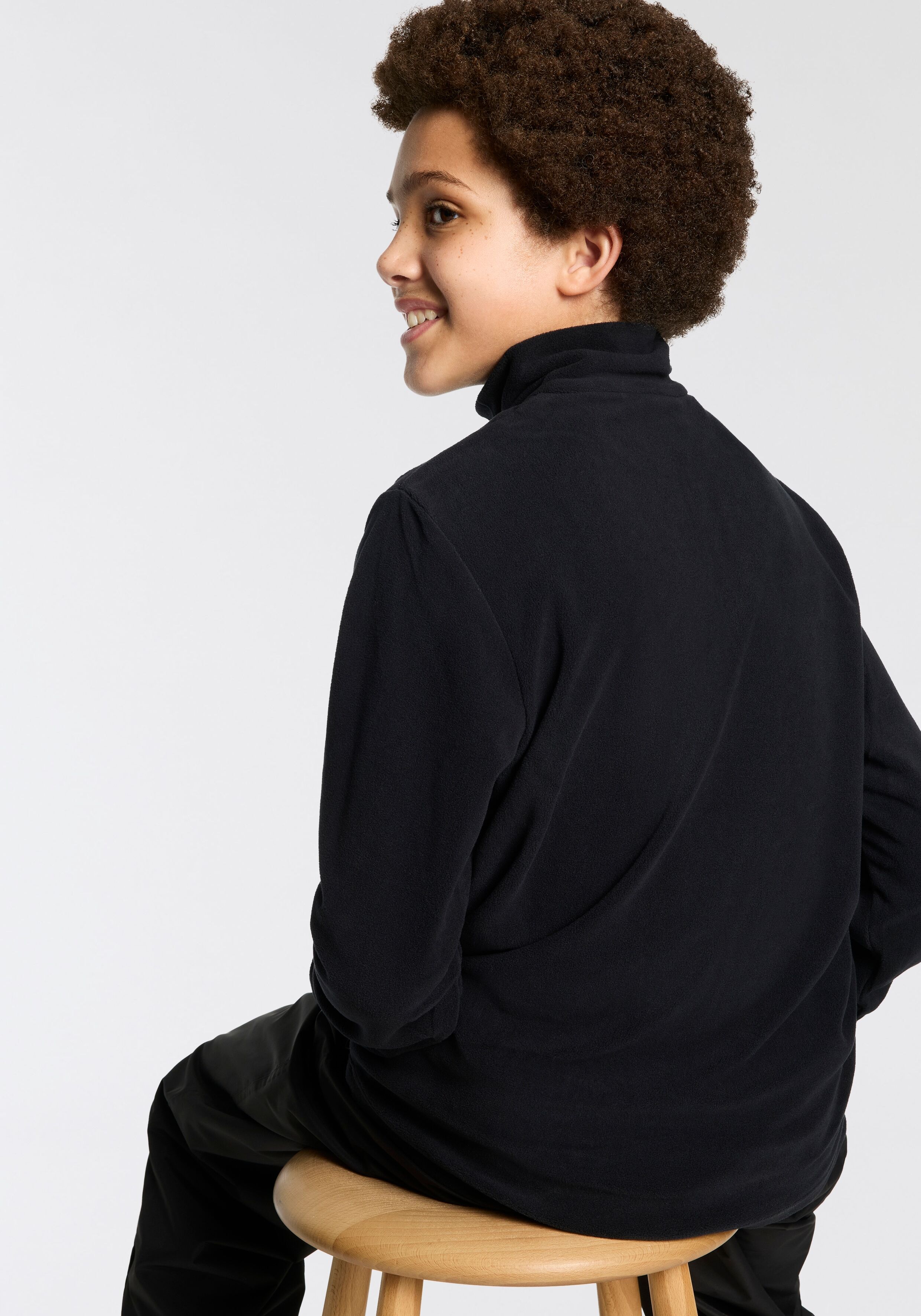 Fleeceshirt CMP "KID FLEECE SWEAT", Jungen, Gr. 164, schwarz, Stoff, Obermaterial: 100% Polyester, unifarben, Shirts Fleeceshirt, für Kinder schwarz 164