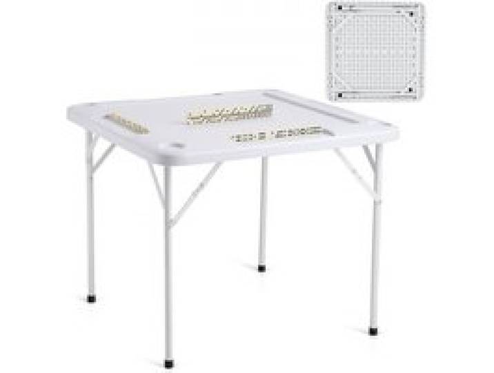 VEVOR Mahjong-Tisch, Domino-Tisch, Zusammenklappbarer Kartentisch für 4 Spieler mit 4 Getränkehaltern & 4 Chip-Fächern, Tragbarer Domino-Spieltisch mit 1 Satz Dominosteine ​​für Mahjong-Poker-Puzzles