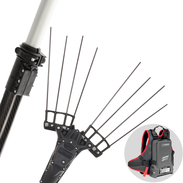 Zanon Karbonium PRO AL 200 - Elektrischer Akku-Olivenschüttler mit Rucksackbatterie 50.4V 5Ah - Teleskopschaft 170/250 cm