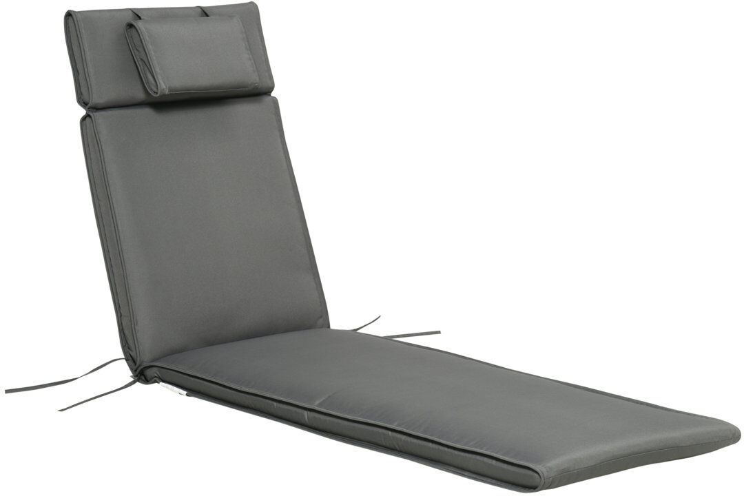 17 Stories Outsunny Garden Sun Lounger Cushion Replacement with Pillow Grey 53cm W