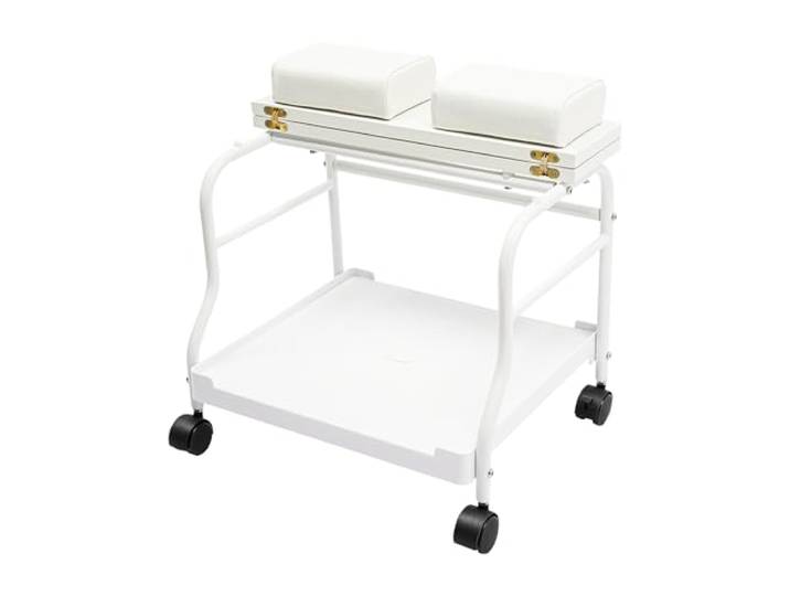 Bepritm Tragbarer Pedikürewagen, 3-in-1 Maniküre & Fuß & Salon Spa Trolley mit 4 leisen Rädern, Pediküre Fußstütze Stand Hocker 18kg Kapazität Fußwagen für Salon, Heimgebrauch, Fußpflege (Weiß)