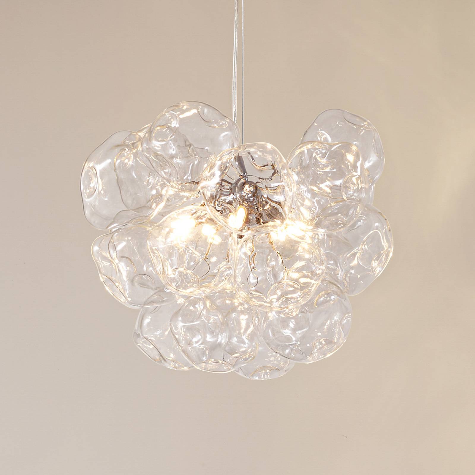 Glas Hängelampe Diborah Lucande, dimmbar, klar / transparent, für Wohn- / Esszimmer, Glas, Design, Pendelleuchte