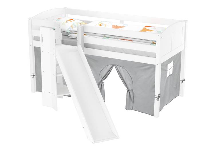 Schönes Spielbett für Kinder mit Rutsche 90 x 200 cm Kiefer Weiß