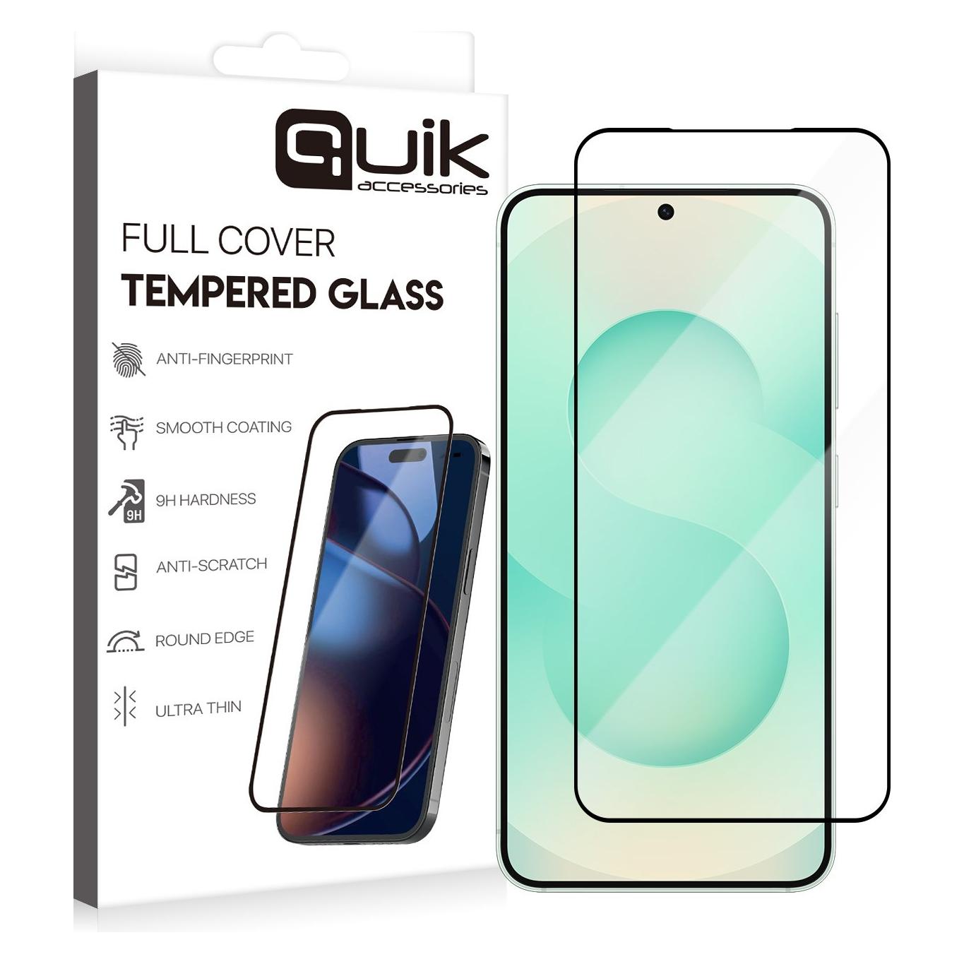 Quik Shade Quik Accessories Full Cover Tempered Glass for Samsung Galaxy 25 (1 Stk., Samsung Galaxy S25) (QK-TG-SM-S25)