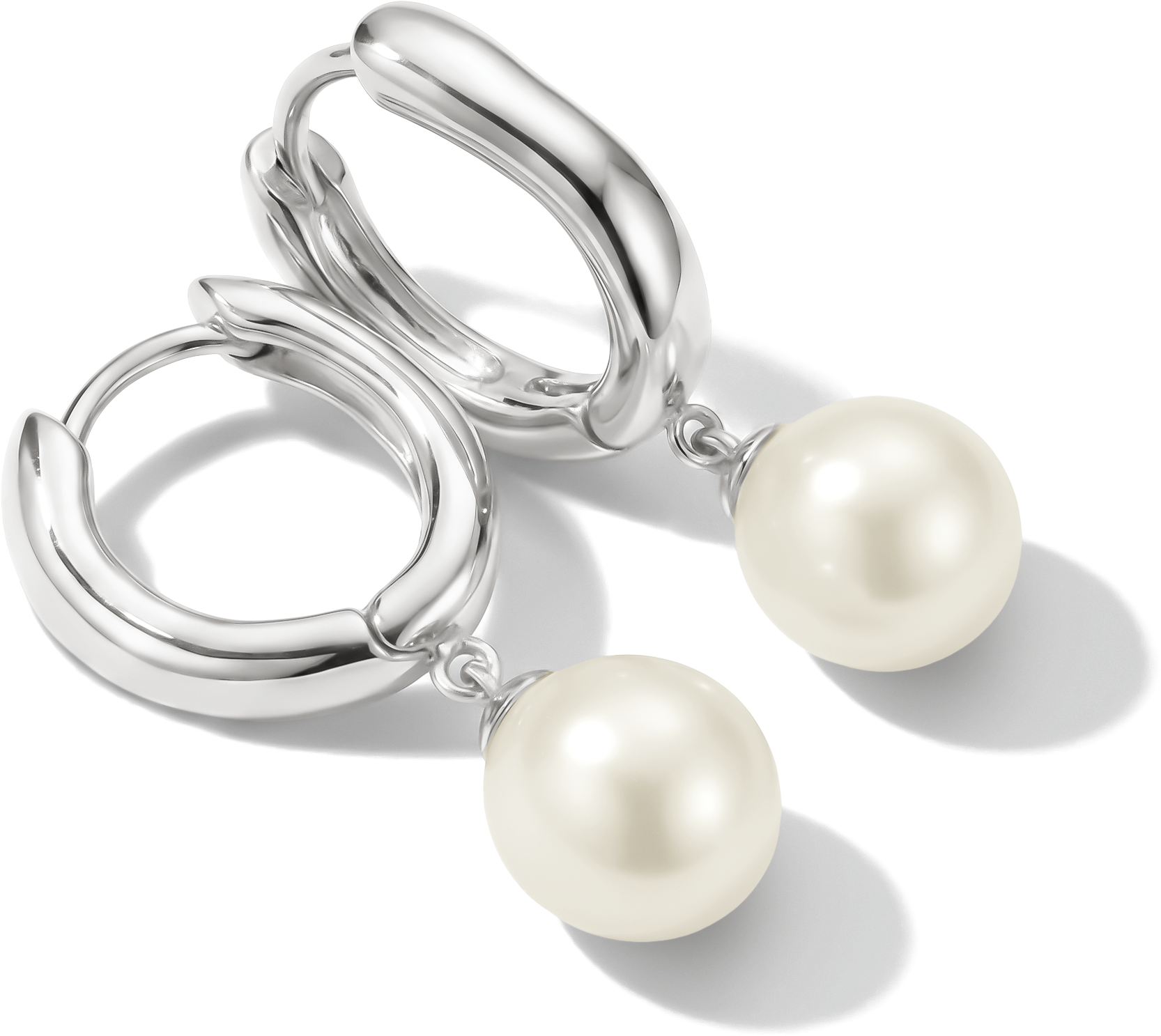 Paar Creolen THOMAS SABO "Bold Elegance Creolen Perlen", silber (silberfarben, weiß), Ohrringe, Damen, Perlen Silber 925 (recycelt), Perlen, Silber 925 (recycelt), Paar Creolen, mit Süßwasserzuchtperle