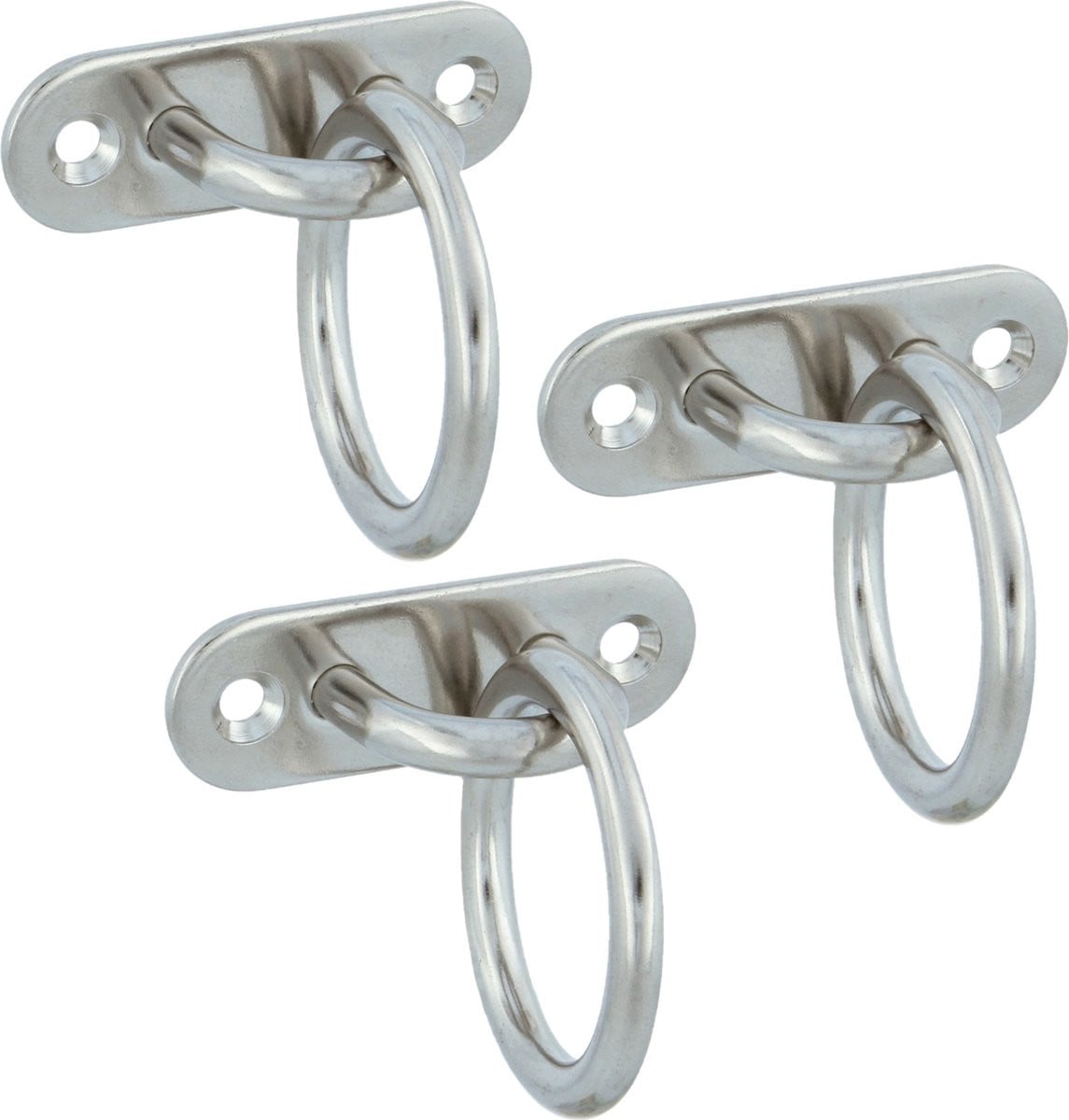 AMIG Oogplaat met aanlegring set van 3, RVS, Oogplaat: 4,5 x 1,5 cm, Ring: 3 cm