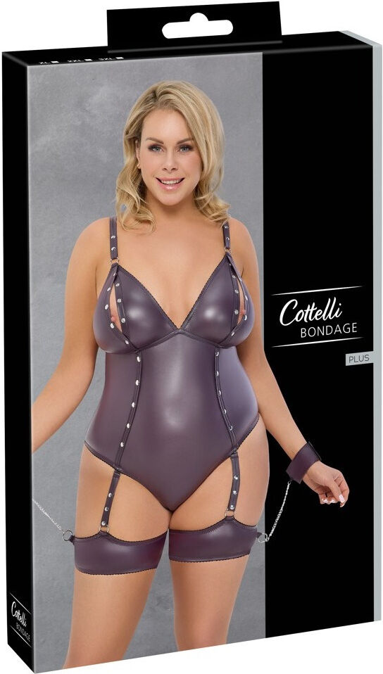 Cottelli BONDAGE Body string avec attaches amovibles et rivets argentés