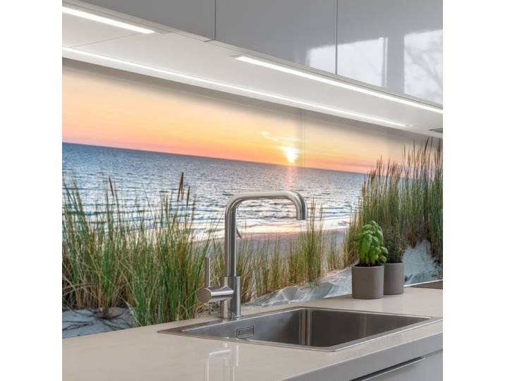 KitchenYeah crédence de cuisine Soleil Nature Plage 300x60cm - Protection Murale Auto-adhésive