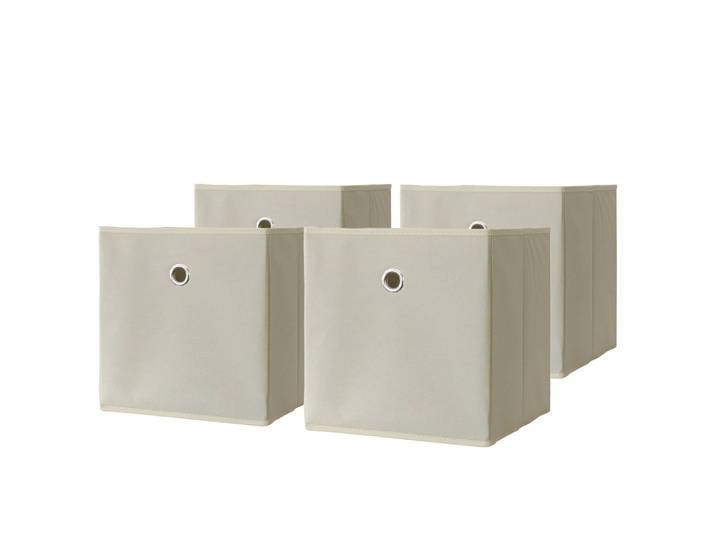 Boîte pliable Boxas 27 x 28 x 27cm Lot de 4 Beige/Beige