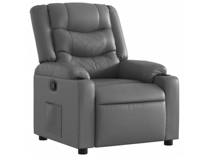 Heofavd Relaxsessel Manuell Liegesessel mit Becherhalter Kunstleder Grau