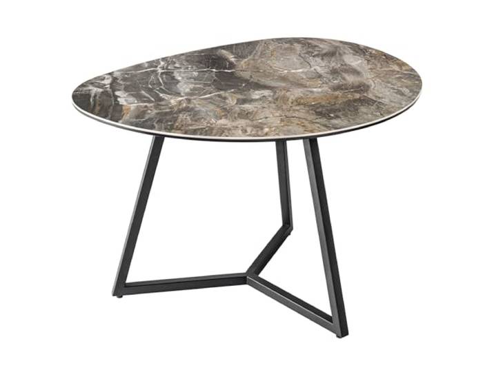 Riess Ambiente Couchtisch Marvelous - 70x55cm - schwarz Taupe - Keramik Mamoroptik, pflegeleicht, als Beistelltisch nutzbar, Metallgestell