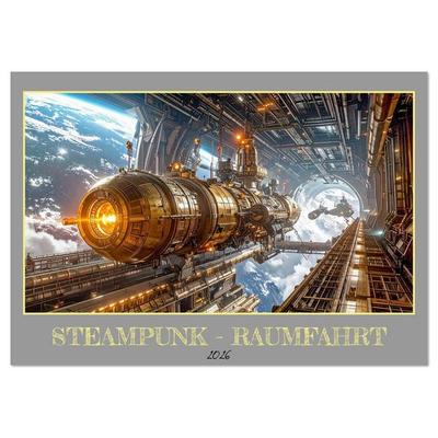 Steampunk-Raumfahrt (Tischkalender 2026 DIN A5 quer), CALVENDO Monatskalender