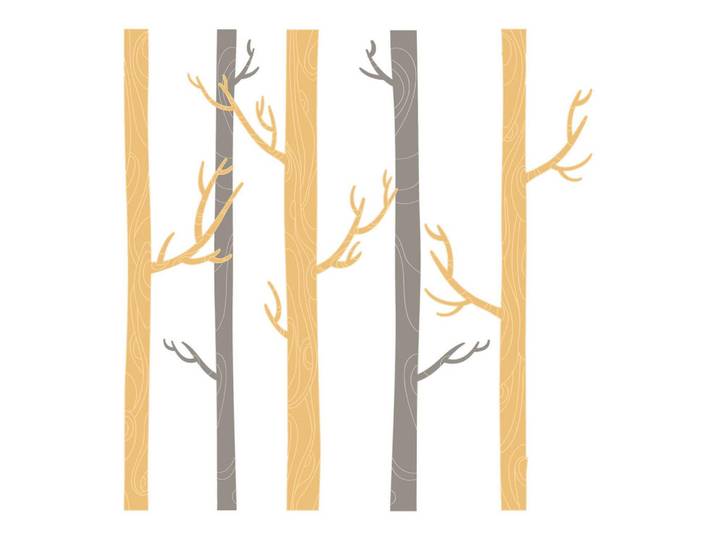 Wallfluent Wandaufkleber 130x220cm - Zierbäume, Mehrfarbig, Kunststoff, Rechteckig, 130x220x0.1 cm, Tapeten & Wandverkleidungen, Wandtattoos & Sticker, Wandtattoos